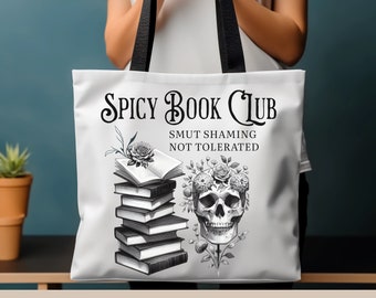 Book Lover Tote,Booktok Merch,Dark Academia Tote,Smut Reader,Dark Floral,Book Loving,Skeleton Tote Bag,Everyday Tote Bag,Reader Gift,ACOTAR