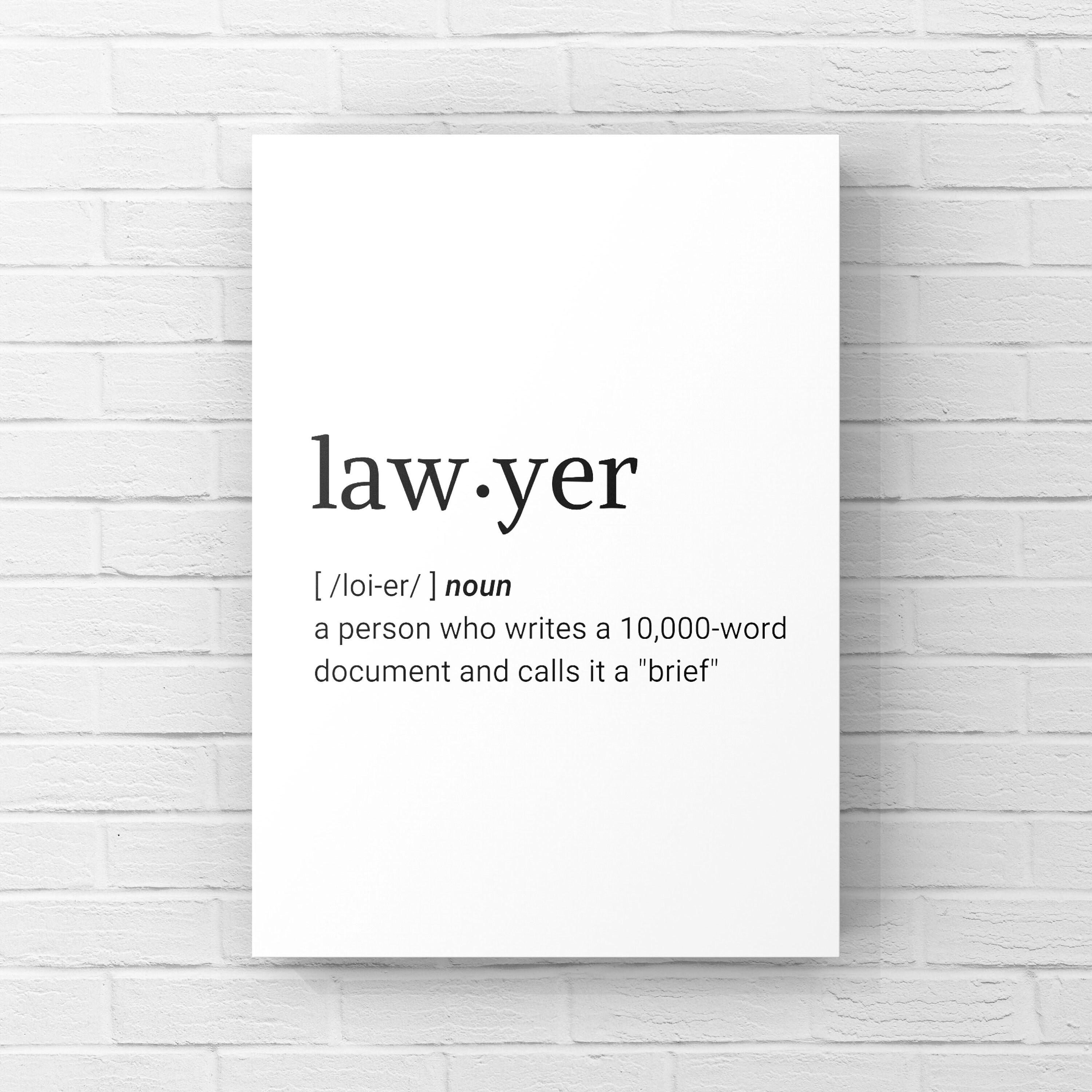 Lawyer Dictionary Definition Digital Print, Quote, Designs, Typography