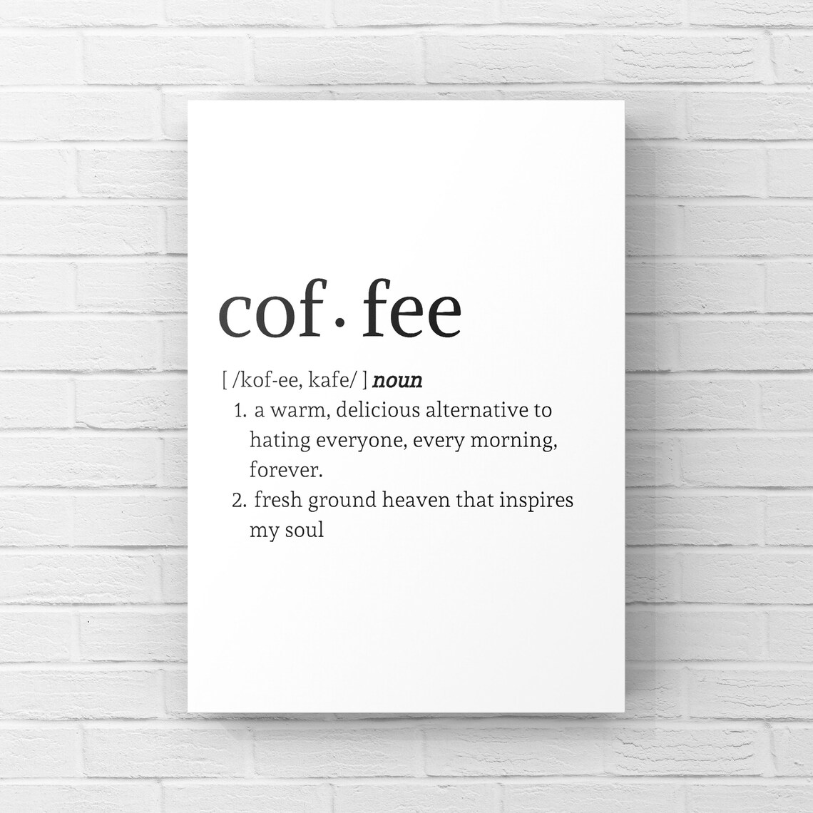 Coffee Dictionary Definition Digital Print, Quote, Designs, Typography