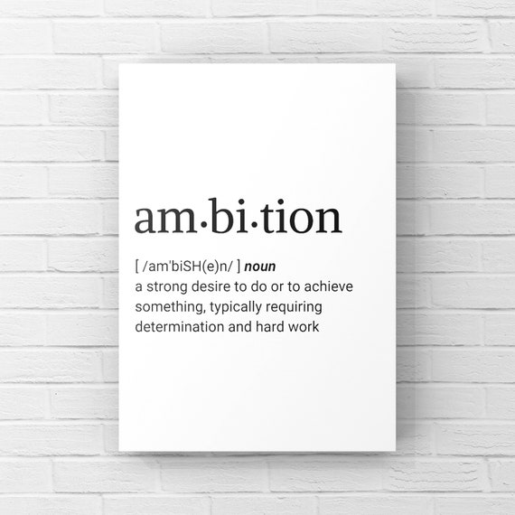 Ambition Dictionary Definition Digital Print Quote Designs Etsy