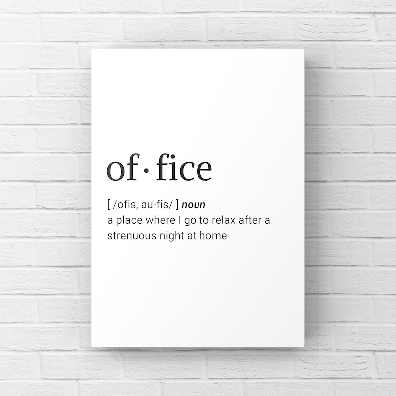 Office Dictionary Definition Digital Print Quote Download Now Etsy
