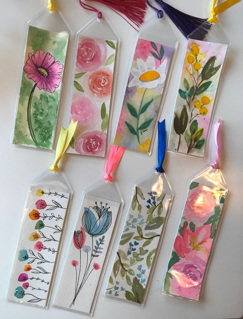 handmade watercolor bookmarks etsy