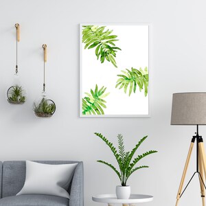Fern Watercolor Painting Downloadable Digital Wall Art