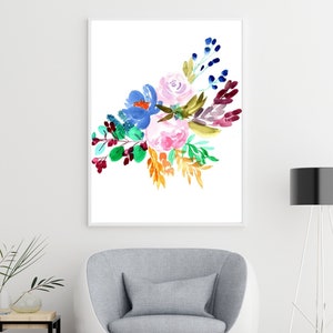 Simple Floral Spread Watercolor Painting Downloadable Digital Wall Art