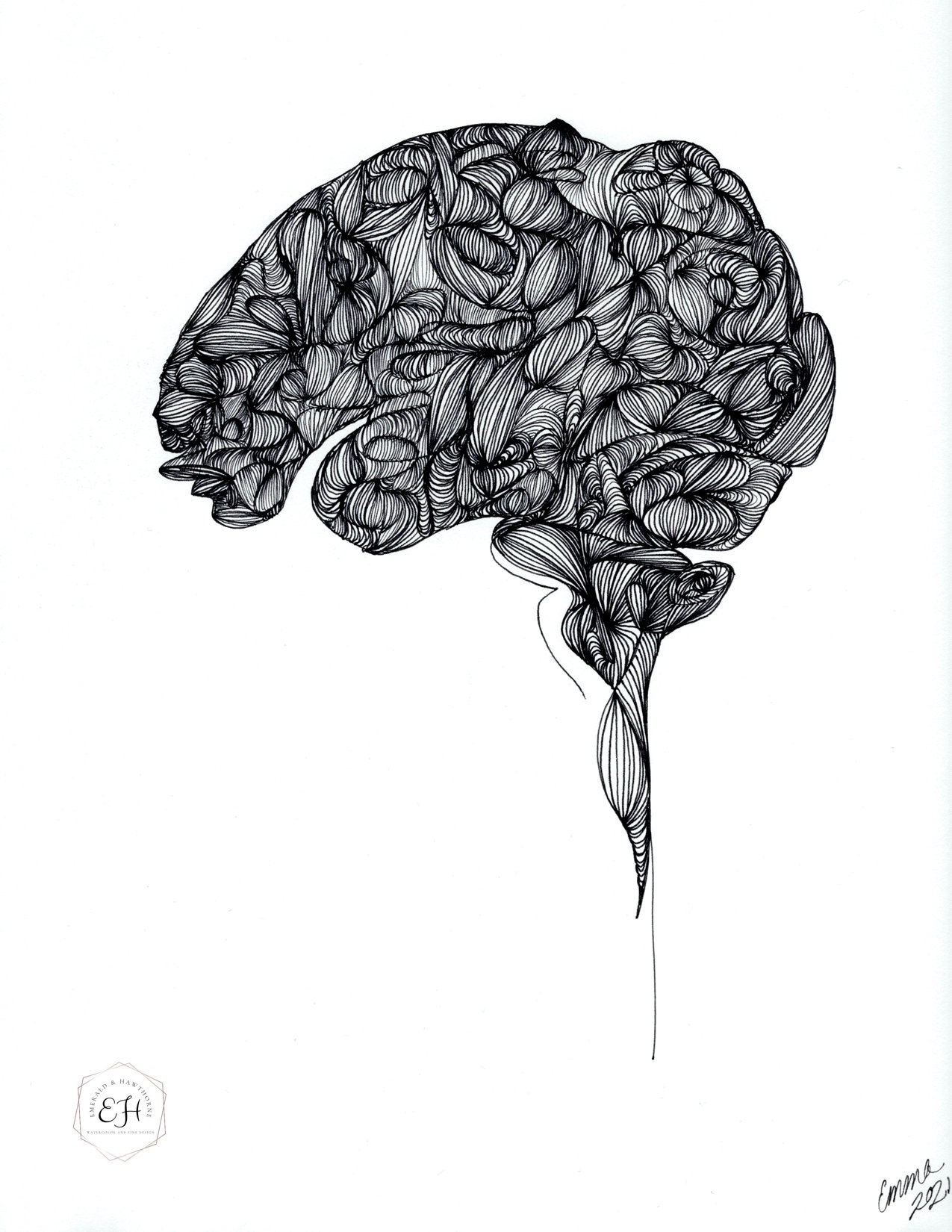 Brain Line Design Downloadable Digital Wall Art Prints and Home Decor ...
