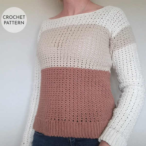 CROCHET PATTERN, Sweater Pattern, Crochet Sweater, Color Block Sweater, Color Block Crochet, Crochet Sweater for Women, Color Block Pattern