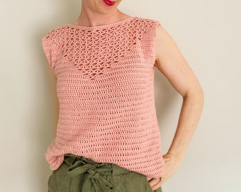 CROCHET TOP pattern, Beginner Crochet Top, Crochet Top For Women, Easy Crochet Tank, Summer Top Crochet Pattern, Sizes XS - 5X