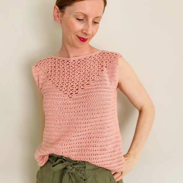 CROCHET TOP pattern, Beginner Crochet Top, Crochet Top For Women, Easy Crochet Tank, Summer Top Crochet Pattern, Sizes XS - 5X