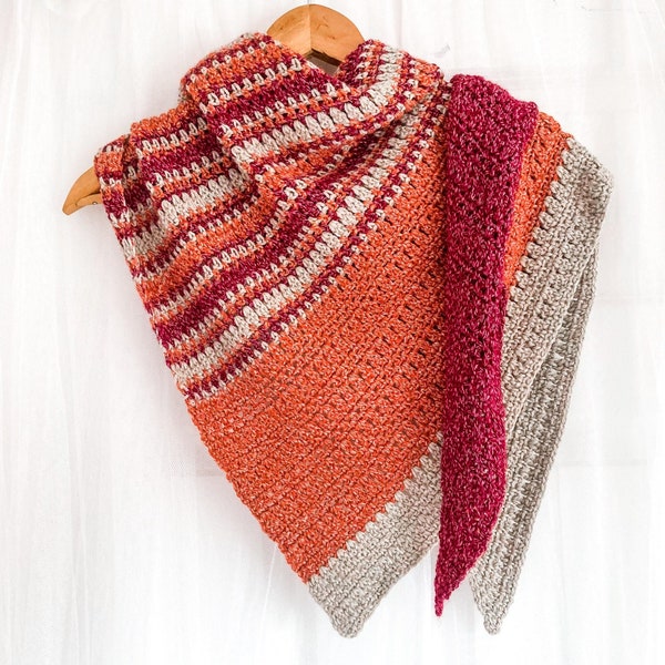 CROCHET SHAWL PATTERN, Triangle Shawl, Easy Crochet Shawl, Simple Shawl, Women's Shawl, Autumn Crochet Shawl, Fall Shawl, Asymmetrical