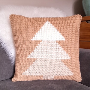 CROCHET PATTERN, Christmas Tree Pillow, Handmade, Tunisian Crochet, Cushion, Gift, Holiday Craft image 1