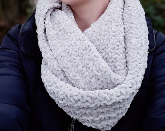 CROCHET PATTERN, Chunky Infinity Scarf, Womens, Kids, Crochet Scarf For Women, Beginner, Easy, Quick