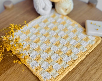 PLAID CROCHET Pattern, Crochet Washcloth, Crochet Dish Towel, Striped Crochet Dishcloth, Crochet Kitchen Towel, Crochet Gift Pattern
