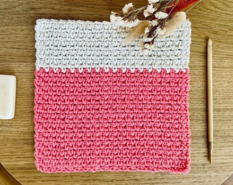 BEGINNER CROCHET DISHCLOTH Pattern, Crochet Washcloth, Crochet Moss Stitch, Seed Stitch, Linen Stitch Crochet Dish Towel, Easy Crochet Gift