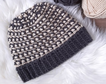 CROCHET PATTERN, Chunky Hat, For Women, Unisex Hat, Crochet Gift Idea, Easy Crochet Hat, Striped Crochet Hat
