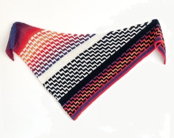 CROCHET TRIANGLE SCARF Pattern, Crochet Shawl, For Women, Mosaic Crochet, Scarf, Cozy, Winter, Striped, Chevron, Colorful