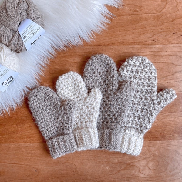 Modèle CROCHET MITTENS, gants au crochet, mitaines au crochet pour bébé, bambin, enfant, adulte