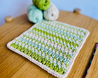 STRIPED CROCHET PATTERN, Crochet Washcloth, Crochet Dishcloth, Crochet Dish Towel, Crochet Tea Towel, Crochet Kitchen Towel, Crochet Gift