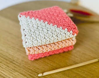 C2C CROCHET DISHCLOTH Pattern, Crochet Washcloth, Crochet Moss Stitch, Seed Stitch, Linen Stitch Crochet Dish Towel, Easy Crochet Gift