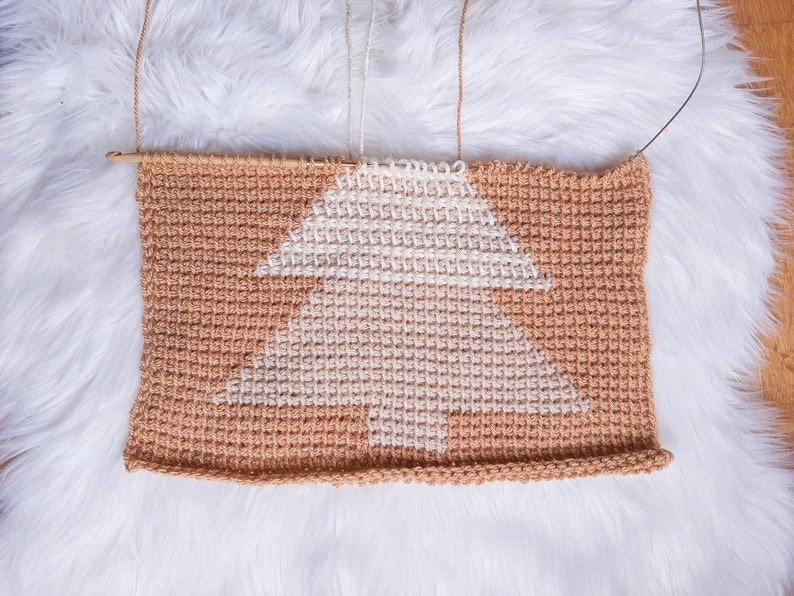 CROCHET PATTERN, Christmas Tree Pillow, Handmade, Tunisian Crochet, Cushion, Gift, Holiday Craft image 2