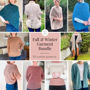 Crochet Garment Pattern Bundle, PDF Crochet Patterns, Crochet Cardigan Pattern, Crochet Sweater Pattern, Crochet Poncho Pattern