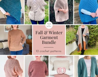 Crochet Garment Pattern Bundle, PDF Crochet Patterns, Crochet Cardigan Pattern, Crochet Sweater Pattern, Crochet Poncho Pattern