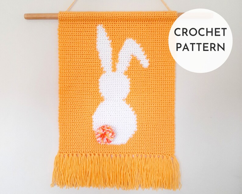 CROCHET PATTERN, Easter Crochet Pattern, Crochet Wall Hanging, Crochet, Easter DIY, Easter Home Decor, Crochet Bunny, Crochet Wall Decor image 1
