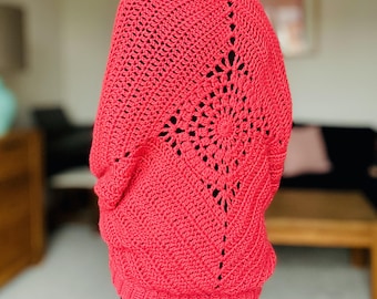 CROCHET CARDIGAN PATTERN, Crochet Cocoon Cardigan, Crochet Shrug, For Women, Crochet Cardigan from Rectangle, Size Inclusive, Video Tutorial
