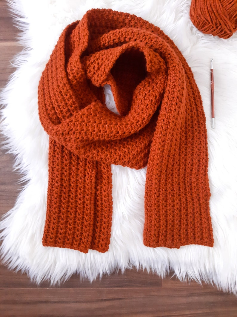 orange/brown crochet scarf