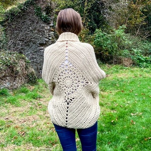 GEHÄKELTE SHRUG Anleitung, Häkeljacke, für Frauen, dickes Garn, Cocoon, Rechteck, Größen XS 4X Bild 2