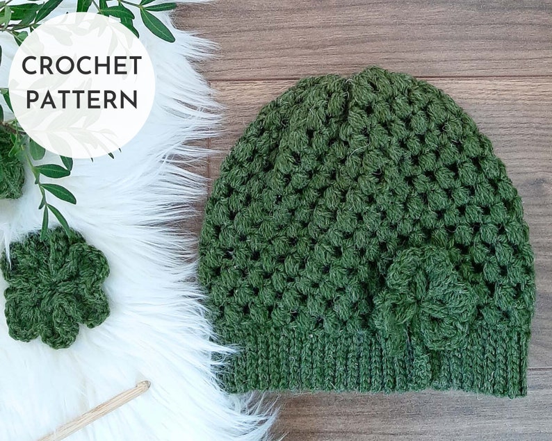 CROCHET HAT PATTERN, Crochet Shamrock, Shamrock Hat Pattern, St. Patrick's Day Hat Pattern, St. Patrick's Day Crochet image 1