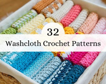 Dishcloth Crochet Pattern Bundle, PDF Crochet Patterns, Crochet Stitches, Dishcloths, Washcloths, Tea Towel, Crochet Gift, Housewarming