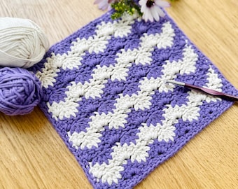 Wavy CROCHET DISHCLOTH Pattern, Crochet Washcloth, Crochet Dish Towel, Crochet Towel, Kitchen, Bathroom, Housewarming Gift, Handmade Gift