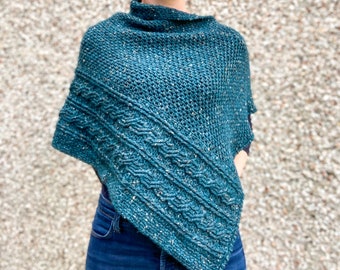CROCHET PONCHO pattern, Crochet Cables, Crochet Poncho For Women, Crochet Shrug, Plus Sizes, Rectangle