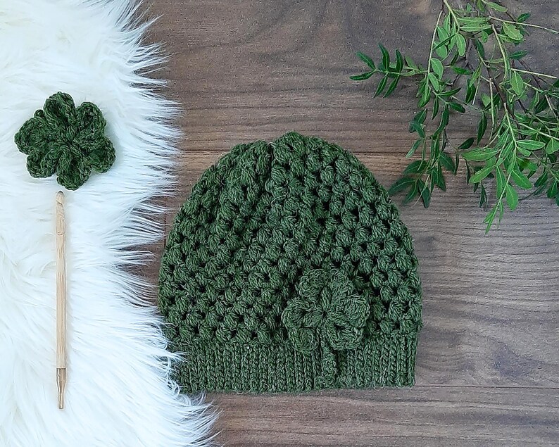 CROCHET HAT PATTERN, Crochet Shamrock, Shamrock Hat Pattern, St. Patrick's Day Hat Pattern, St. Patrick's Day Crochet image 2