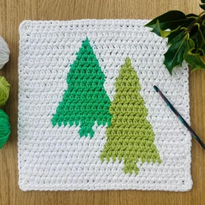 CHRISTMAS TREE CROCHET Pattern, Crochet Christmas Tree, Crochet Washcloth, Christmas Hot Pad, Christmas Pot Holder, Handmade Christmas Gift