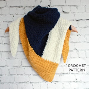 CROCHET PATTERN, Triangle Scarf Pattern, Crochet Scarf Pattern, Crochet, Color Block Scarf, Crochet Triangle Scarf, Color Block Crochet