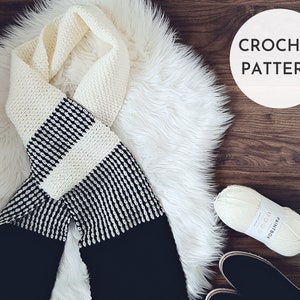 CROCHET PATTERN, Minimalist Crochet Scarf, Crochet Scarf Pattern, Crochet Gift, Monochrome Scarf, Scarf Pattern, Easy Crochet Scarf