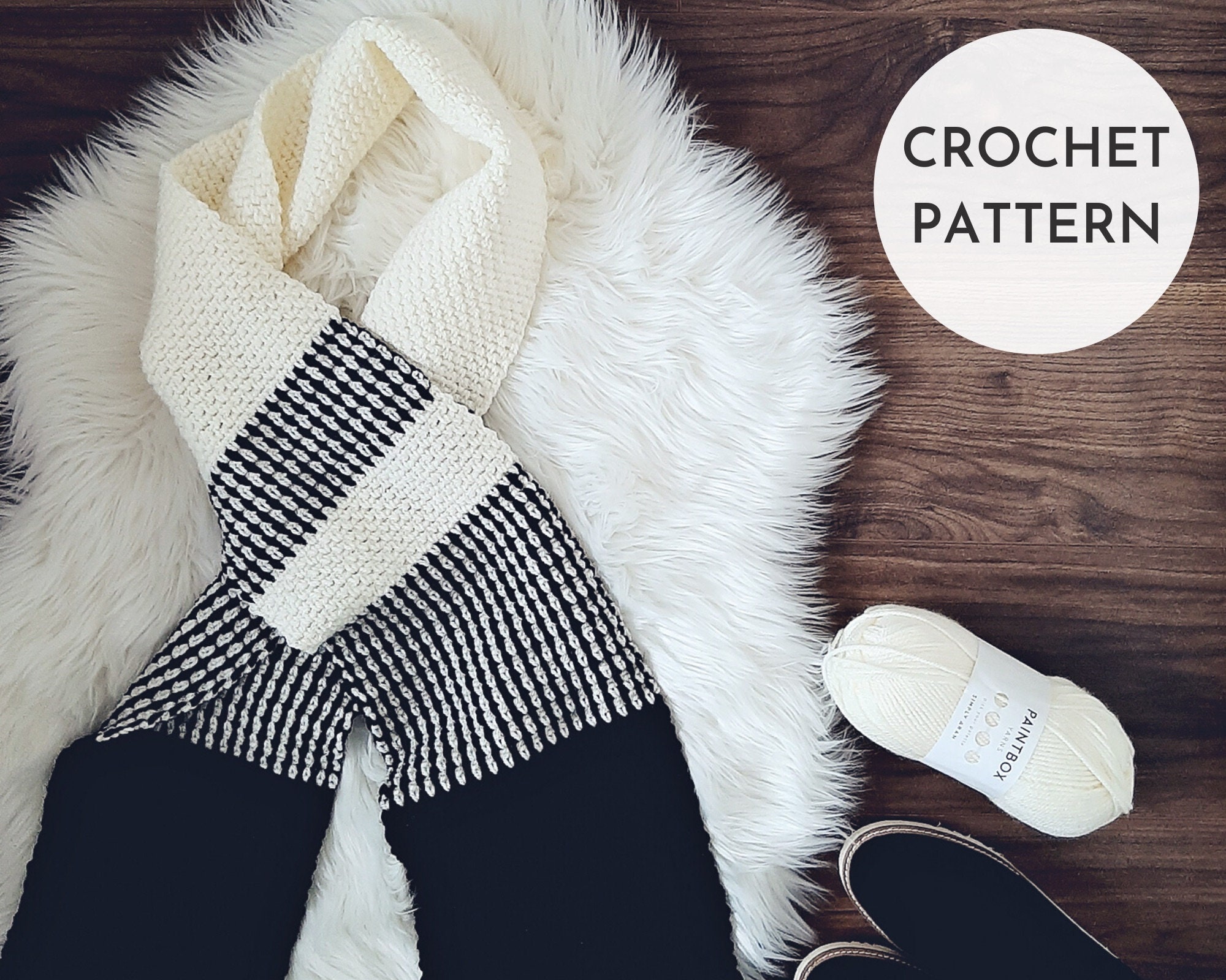 30 Beautiful and Stylish Monochrome Crochet Patterns 14 Minimalist Monochrome Scarf Pattern