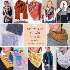 Crochet Scarf Pattern Bundle, Crochet Cowl Pattern, Crochet Infinity Scarf, Crochet Wrap Pattern, Crochet Triangle Scarf