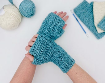 Crochet Fingerless Gloves Pattern + Video in 7 Sizes, Fingerless Mittens, Wrist Warmers, Easy Mittens, Gift Pattern, for Child, Women
