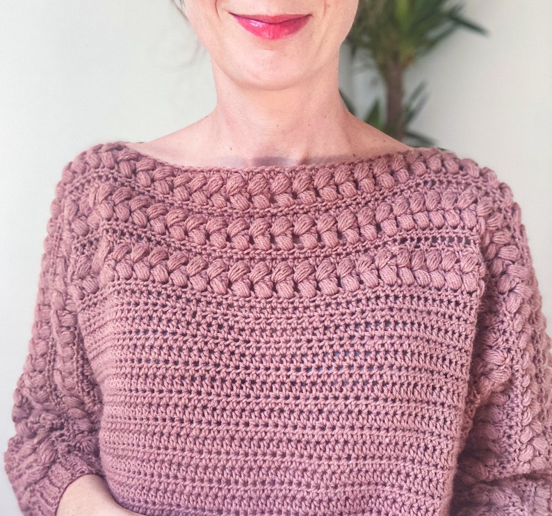 CROCHET BATWING SWEATER pattern, Crochet Pullover, Crochet Sweater For Women, Jumper, Dolman Sweater, Sizes xs, s, m, l, xl, 2x, 3x, 4x, 5x image 3