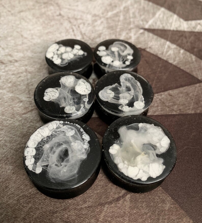 Black and White Smoke Double Flared Plugs