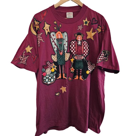 Vintage Love Peace Faith T-shirt Womens Sz XXL 90s Purple Angel 