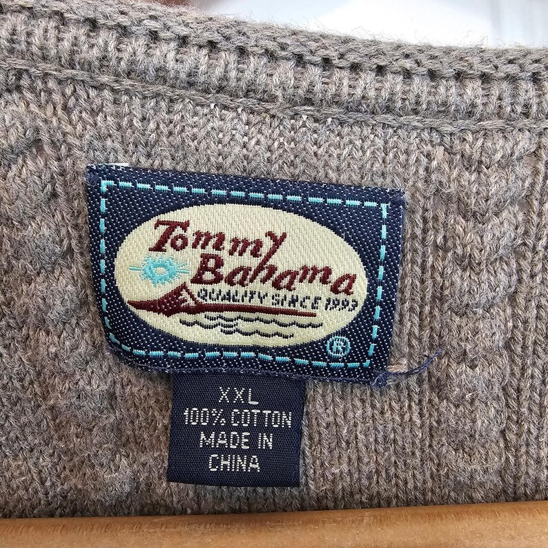 Vintage Tommy Bahama Sweater Vest Mens XXL 90s Knit Tan Preppy Academia Grandpa image 7