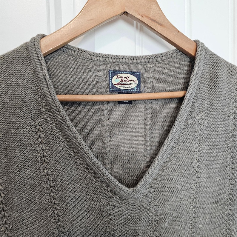 Vintage Tommy Bahama Sweater Vest Mens XXL 90s Knit Tan Preppy Academia Grandpa image 3