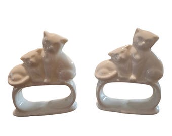Cat Napkin Holders Set of 2 Kitty Collectible Cats Kittens Figurine Home Decor