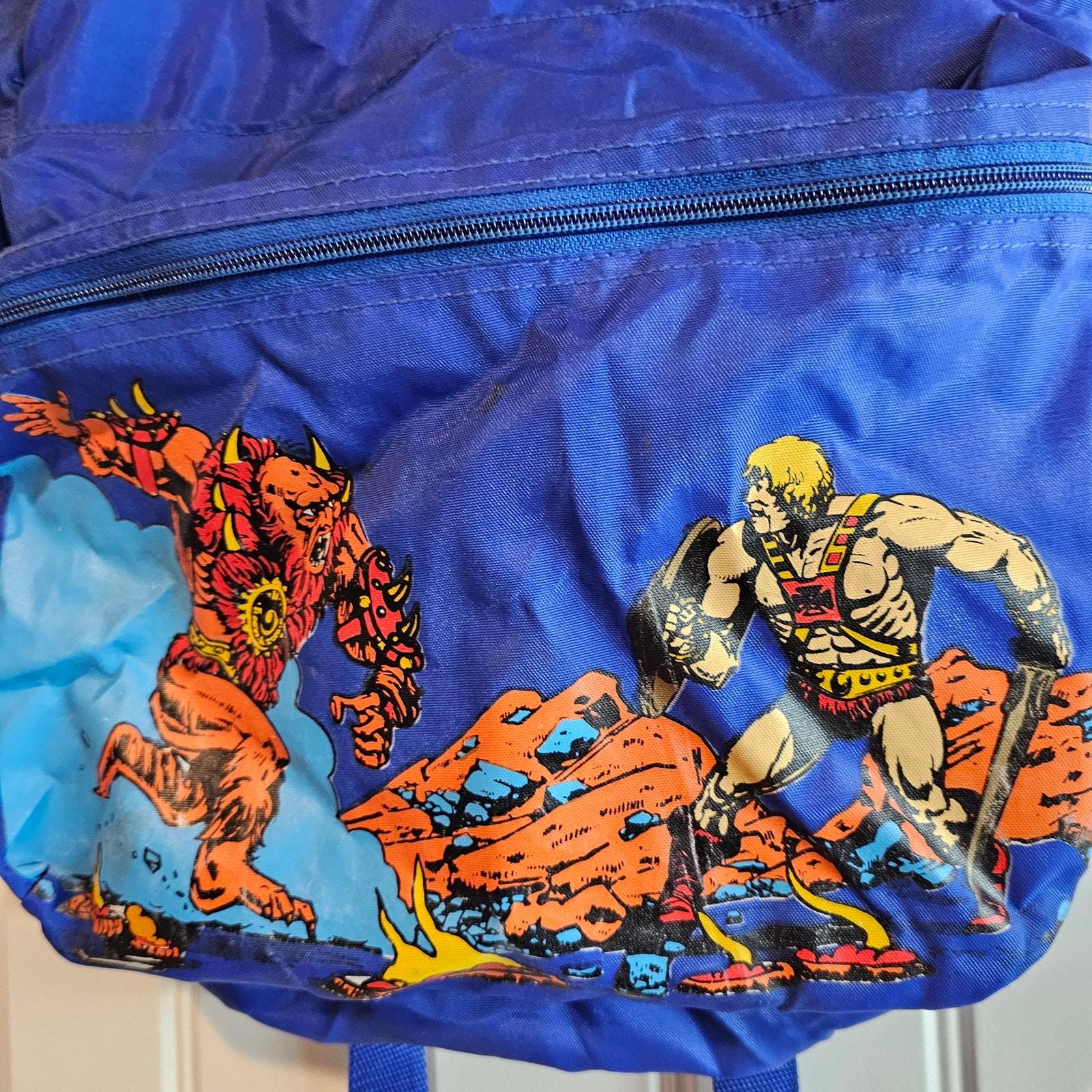 Vintage He-man Masters of the Universe Backpack 1984 Blue Mattel Beast ...