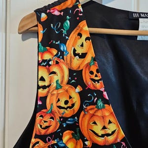 Vintage Halloween Vest Womens 1X Black Pumpkins 90s Whimsygoth Fall Party Retro afbeelding 4