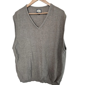 Vintage Tommy Bahama Sweater Vest Mens XXL 90s Knit Tan Preppy Academia Grandpa image 1