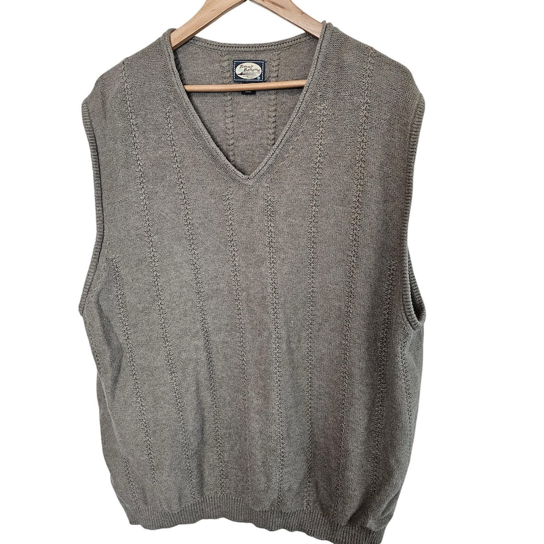 Vintage Tommy Bahama Sweater Vest Mens XXL 90s Knit Tan Preppy Academia Grandpa image 1